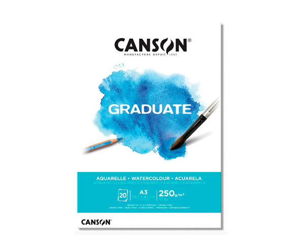 Bloco Canson Graduate Aquarelle A3 250g/m² com 20 Folhas