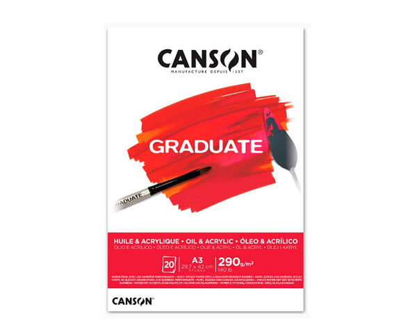 Bloco Canson Graduate Óleo E Acrílico A3 290g/m² com 20 Folhas