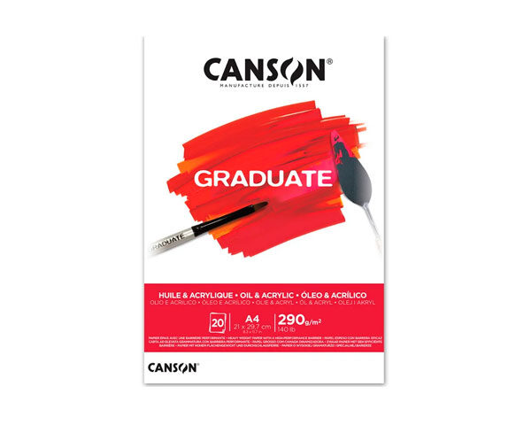 Bloco Canson Graduate Óleo E Acrílico A4 290g/m² com 20 Folhas