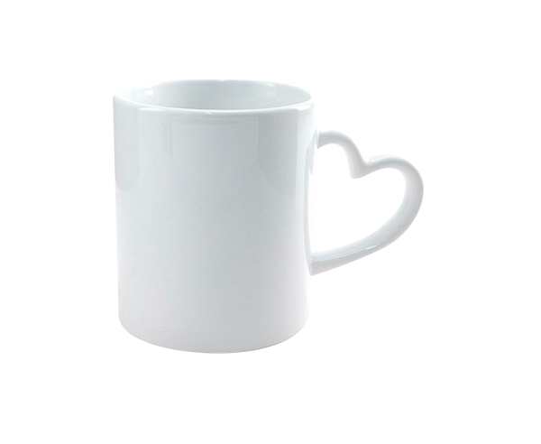 Caneca de Cerâmica Alça Coração Branca Interior Colorido 325ml – Branca