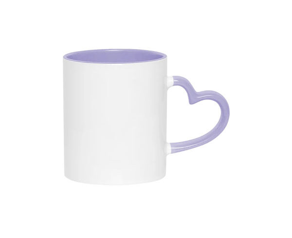 Caneca de Cerâmica Alça Coração e Interior Colorido 325ml – Lilás