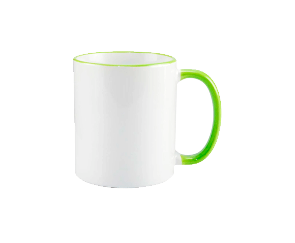 Caneca de Cerâmica Alça e Borda Colorida 325ml – Verde Claro