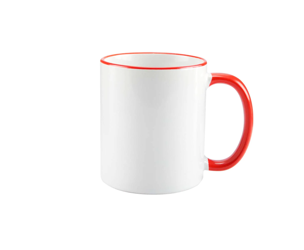 Caneca de Cerâmica Alça e Borda Colorida 325ml – Vermelho