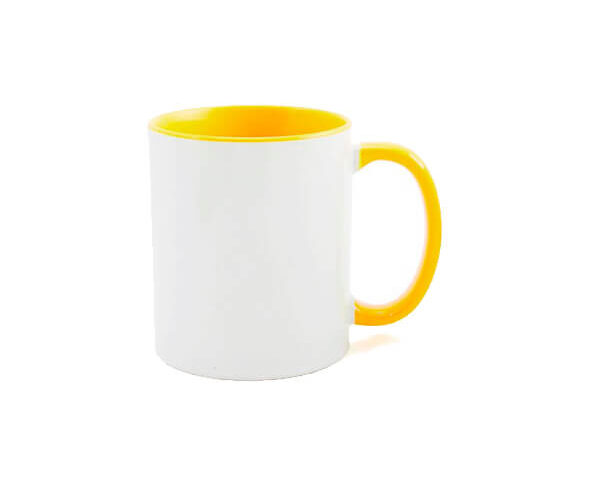 Caneca de Cerâmica Alça e Interior Colorido 325ml – Amarela
