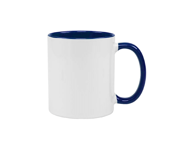 Caneca de Cerâmica Alça e Interior Colorido 325ml – Azul Escuro