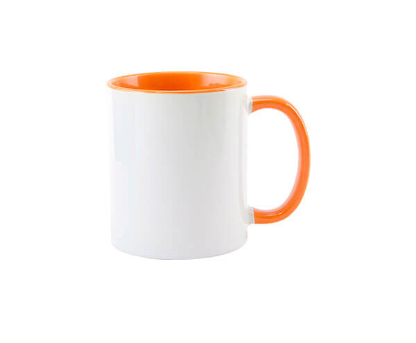 Caneca de Cerâmica Alça e Interior Colorido 325ml – Laranja