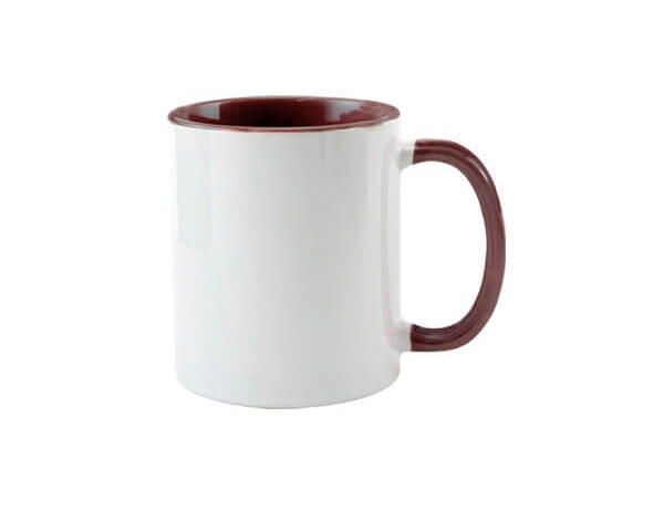 Caneca de Cerâmica Alça e Interior Colorido 325ml – Marrom