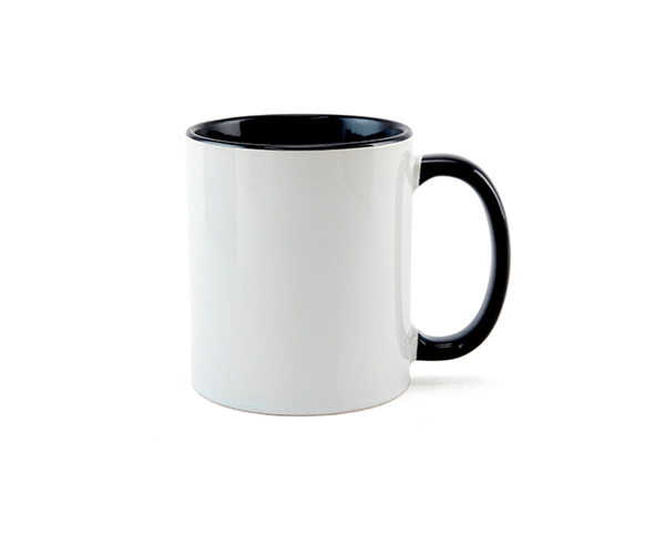 Caneca de Cerâmica Alça e Interior Colorido 325ml – Preta