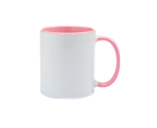 Caneca de Cerâmica Alça e Interior Colorido 325ml – Rosa