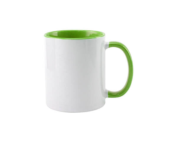 Caneca de Cerâmica Alça e Interior Colorido 325ml – Verde Claro