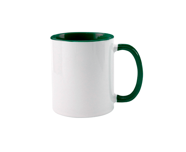 Caneca de Cerâmica Alça e Interior Colorido 325ml – Verde Escuro