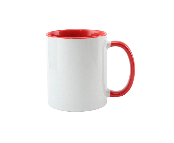 Caneca de Cerâmica Alça e Interior Colorido 325ml – Vermelho