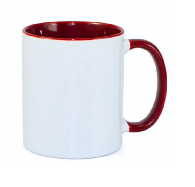 Caneca de Cerâmica Alça e Interior Colorido 325ml – Vinho