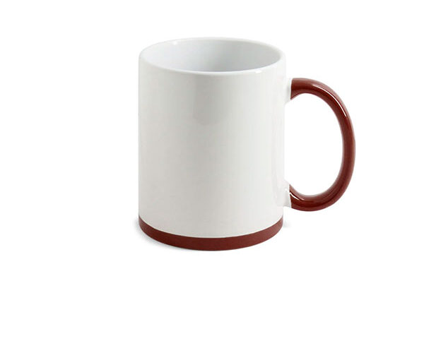 Caneca de Cerâmica Base e Alça Colorida 325ml – Marrom