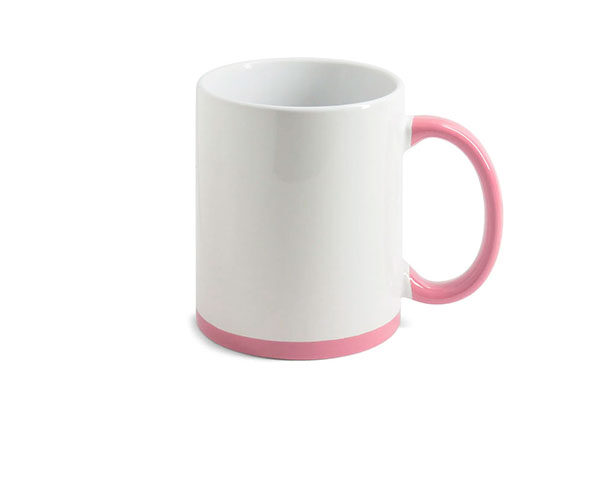 Caneca de Cerâmica Base e Alça Colorida 325ml – Rosa