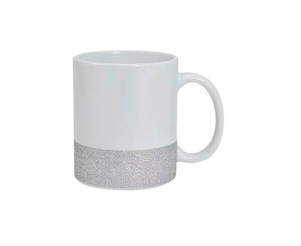 Caneca de Cerâmica Base Glitter 325ml – Prata