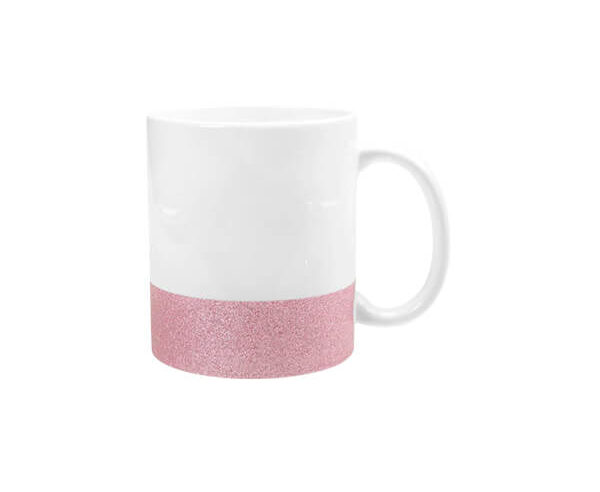 Caneca de Cerâmica Base Glitter 325ml – Rosa