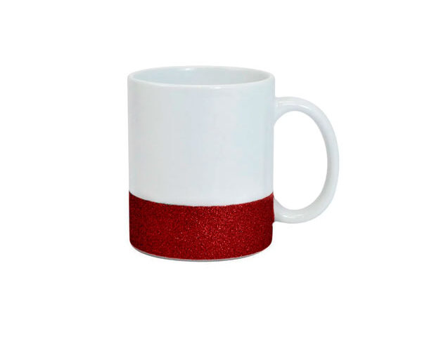 Caneca de Cerâmica Base Glitter 325ml – Vermelha