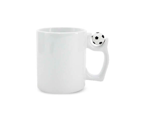 Caneca de Cerâmica Branca 325ml – Alça Futebol