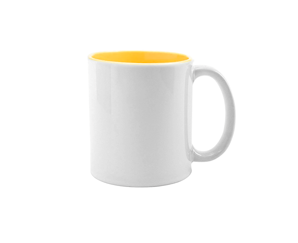 Caneca de Cerâmica Branca Interior Colorido 325ml – Amarela