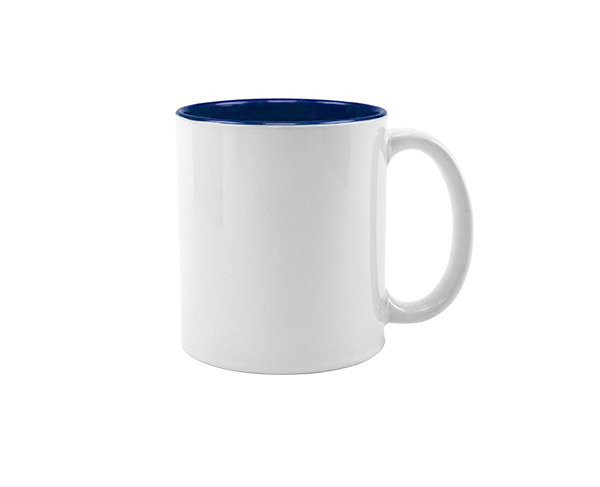 Caneca de Cerâmica Branca Interior Colorido 325ml – Azul Escuro