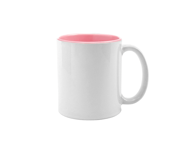 Caneca de Cerâmica Branca Interior Colorido 325ml – Rosa