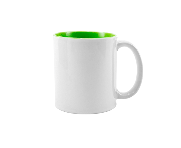 Caneca de Cerâmica Branca Interior Colorido 325ml – Verde