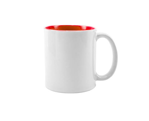 Caneca de Cerâmica Branca Interior Colorido 325ml – Vermelho