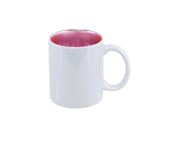 Caneca de Cerâmica Branca Interior Cromado 325ml – Rosa