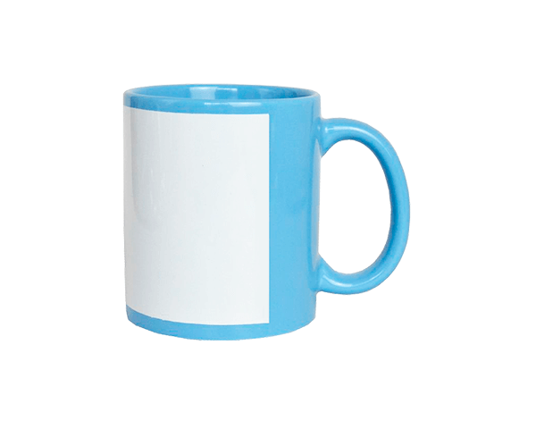 Caneca de Cerâmica Colorida c/ Tarja 325ml – Azul Bebê