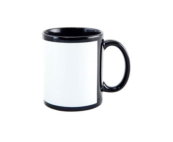 Caneca de Cerâmica Colorida c/ Tarja 325ml – Preta