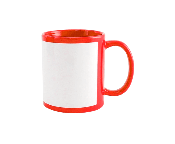 Caneca de Cerâmica Colorida c/ Tarja 325ml – Vermelha