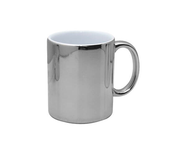 Caneca de Cerâmica Cromada 325ml – Prata (Metalnox)
