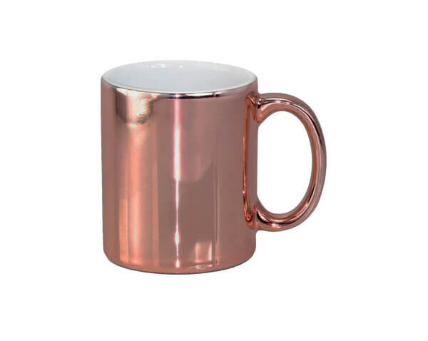 Caneca de Cerâmica Cromada 325ml – Rosa Gold