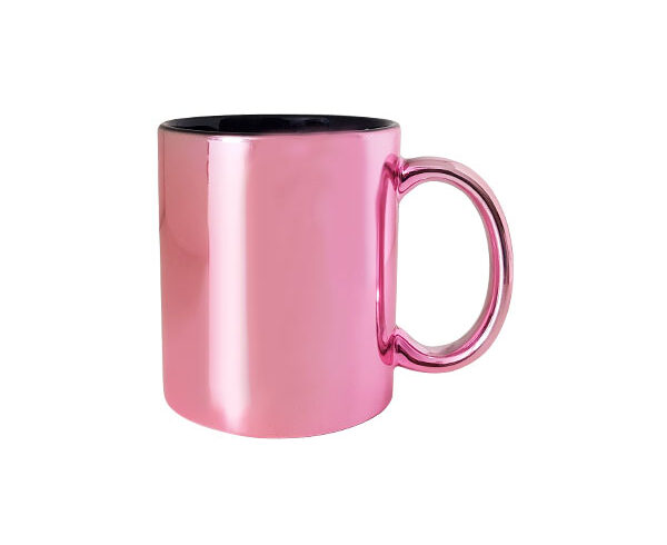 Caneca de Cerâmica Cromada Interior Preto 325ml – Rosa (Metalnox)