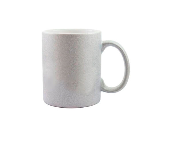 Caneca de Cerâmica Glitter 325ml – Prata