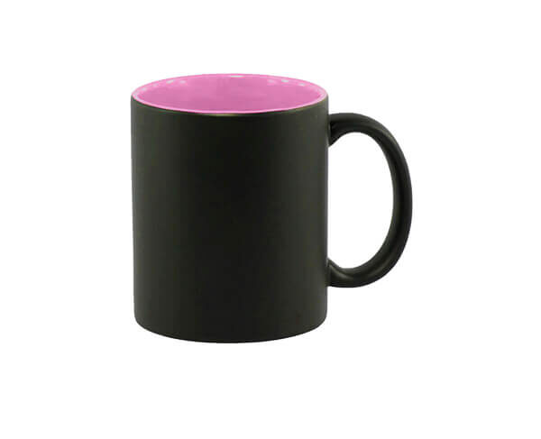 Caneca de Cerâmica Mágica Fosca 325ml – Interior Rosa