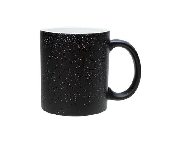 Caneca de Cerâmica Mágica Fosca com Glitter 325ml – Preto