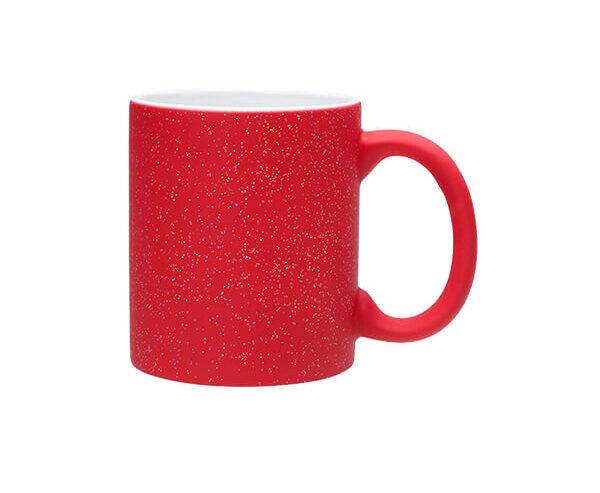 Caneca de Cerâmica Mágica Fosca com Glitter 325ml – Vermelha