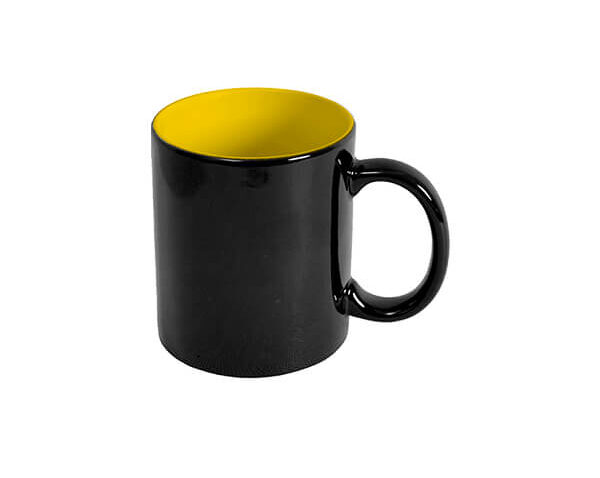 Caneca de Cerâmica Mágica Semi Brilho 325ml – Interior Amarelo