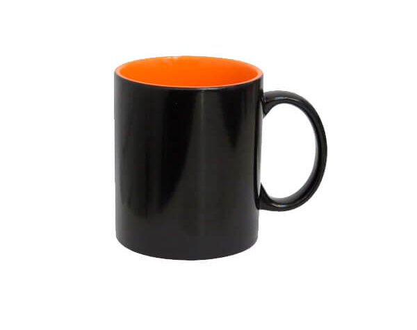 Caneca de Cerâmica Mágica Semi Brilho 325ml – Interior Laranja