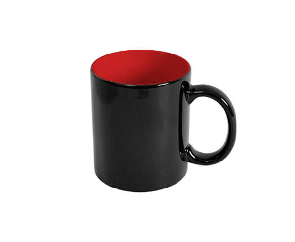 Caneca de Cerâmica Mágica Semi Brilho 325ml – Interior Vermelho