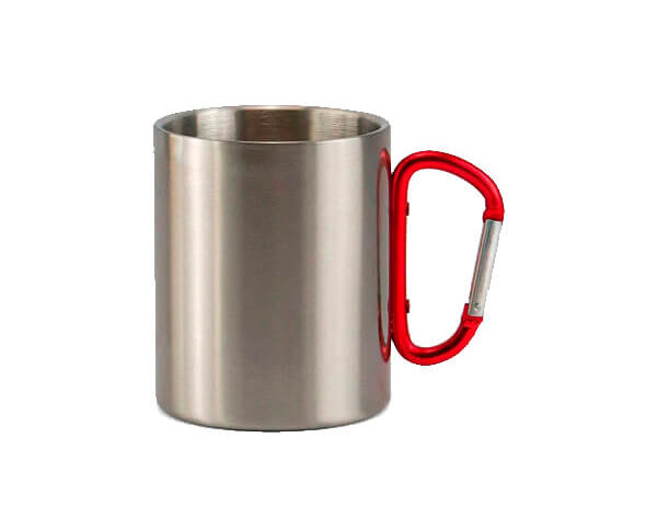 Caneca de Inox Alça Mosquetão 300ml – Vermelha (Metalnox)