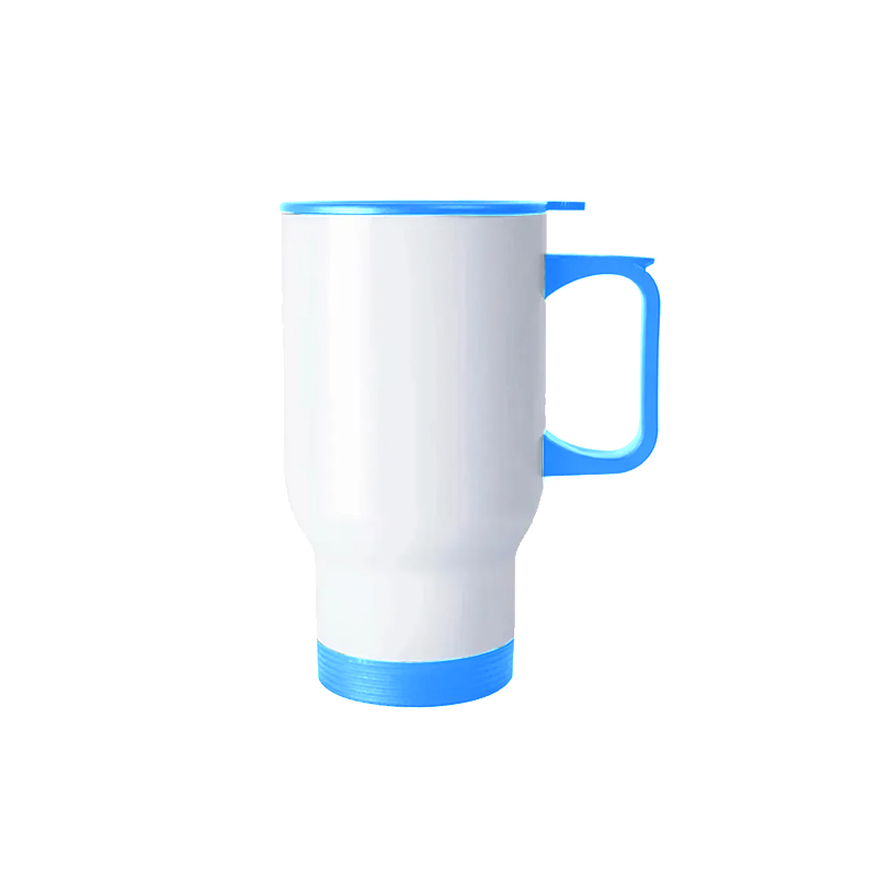 Caneca de Inox Branca 475ml – Tampa Azul