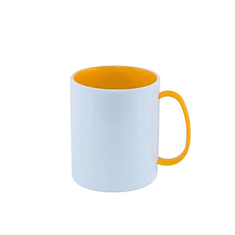 Caneca de Polímero Branca 325ml – Alça e interior Amarelo Ovo