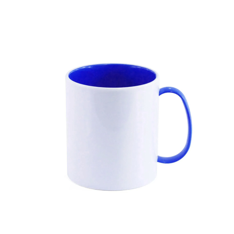 Caneca de Polímero Branca 325ml – Alça e interior Azul Royal