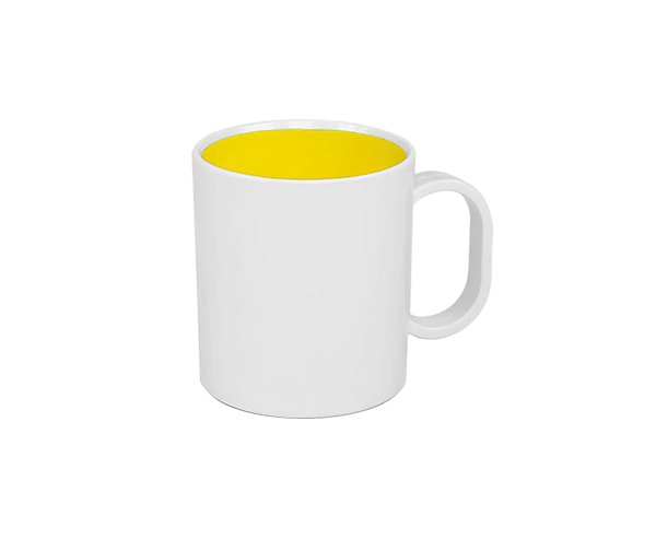 Caneca de Polímero Branca Interior Colorido 325ml – Amarela
