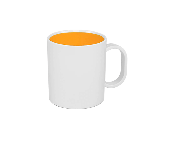 Caneca de Polímero Branca Interior Colorido 325ml – Laranja
