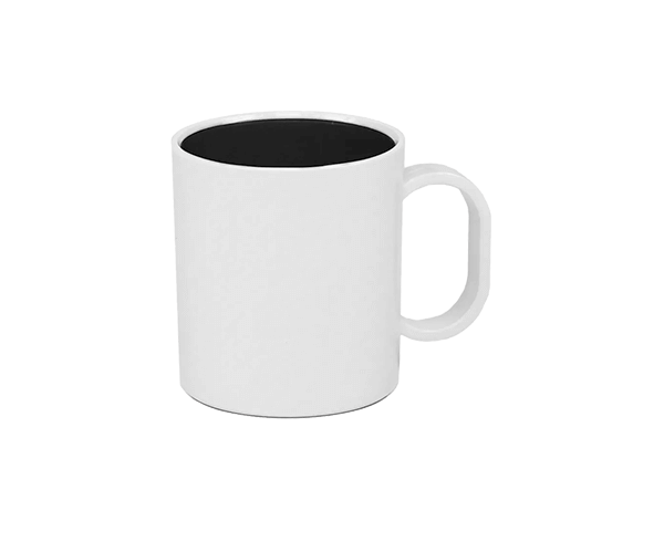 Caneca de Polímero Branca Interior Colorido 325ml – Preta