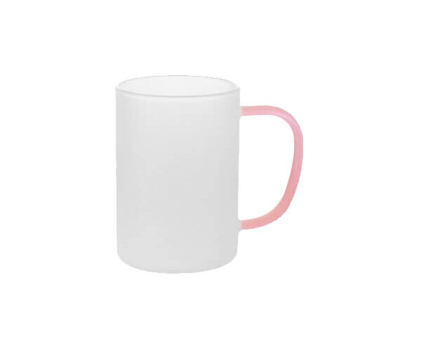 Caneca de Vidro Borossilicato Fosco 300ml – Alça Rosa